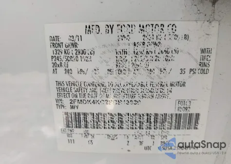 2011 Ford Edge Limited из США, поврежденный, VIN 2FMDK4KC2BBB13830